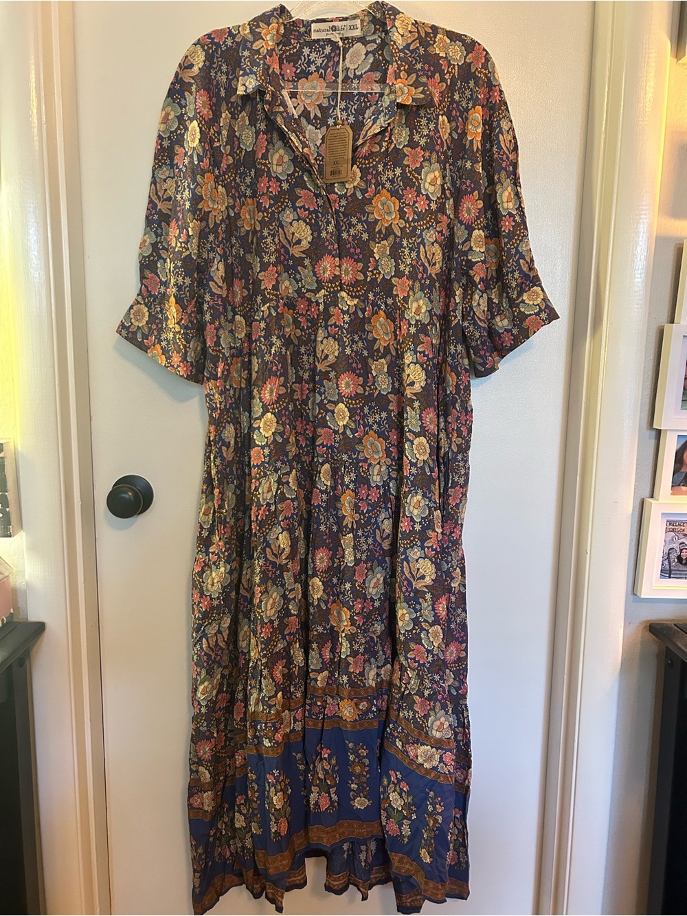 Natural Life Rebecca Midi Dress -Blue & Yellow Roses NWT! - Picture 4 of 6